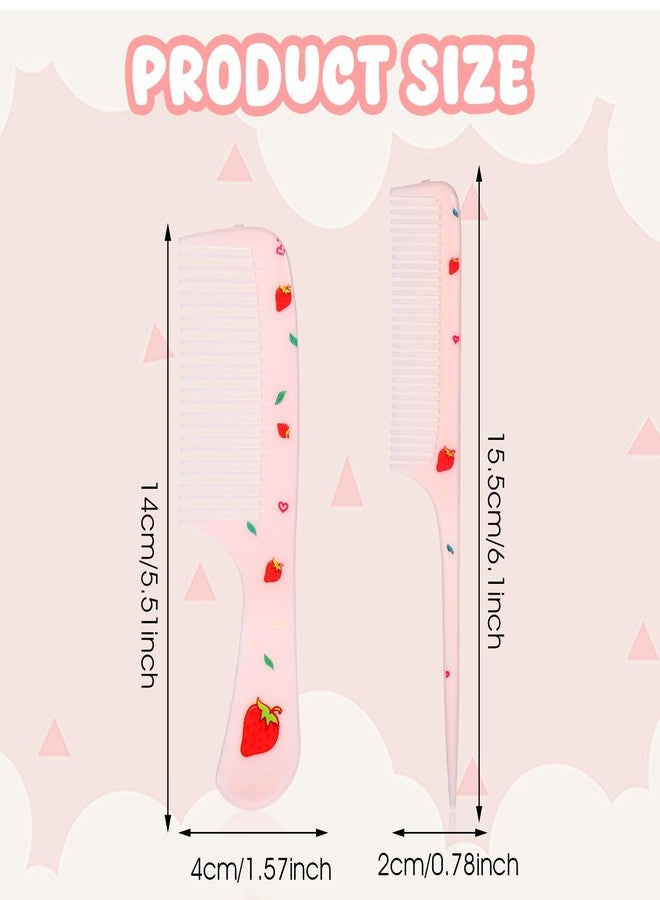 LLOUSSAK Baby Comb Set, Small Cute Fine Tooth Toddler Comb & Rat Tail Baby Comb for Styling, Pink Baby Hair Comb Plastic Parting Combs, Anti-Static Mini Hairdressing Comb for Baby Girl Wet Dry Hair (2Pcs) - Image 2